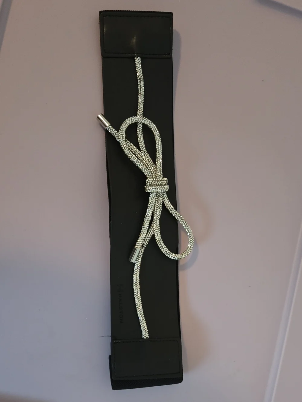 Black Stretch Belt with Silver Rope Accent